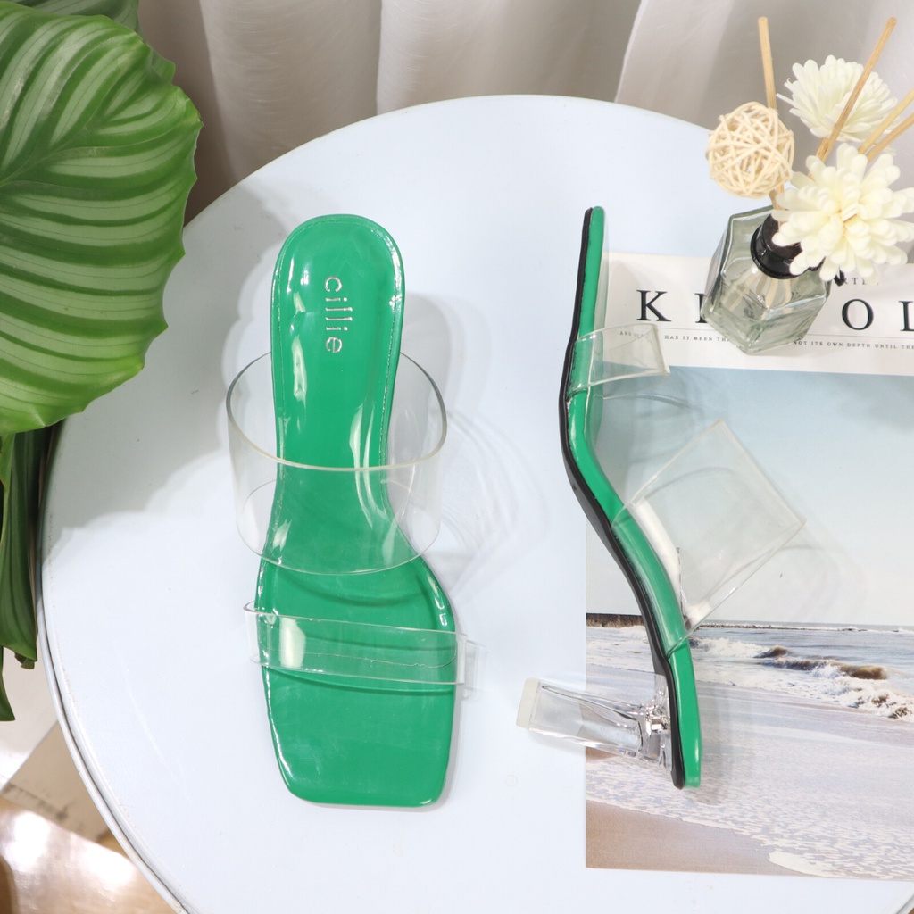 Guốc nữ quai trong thời trang mang dạo phố đi chơi, đi làm quai ngang gót trong sang chảnh cao 7cm 8cm Cillie 1022