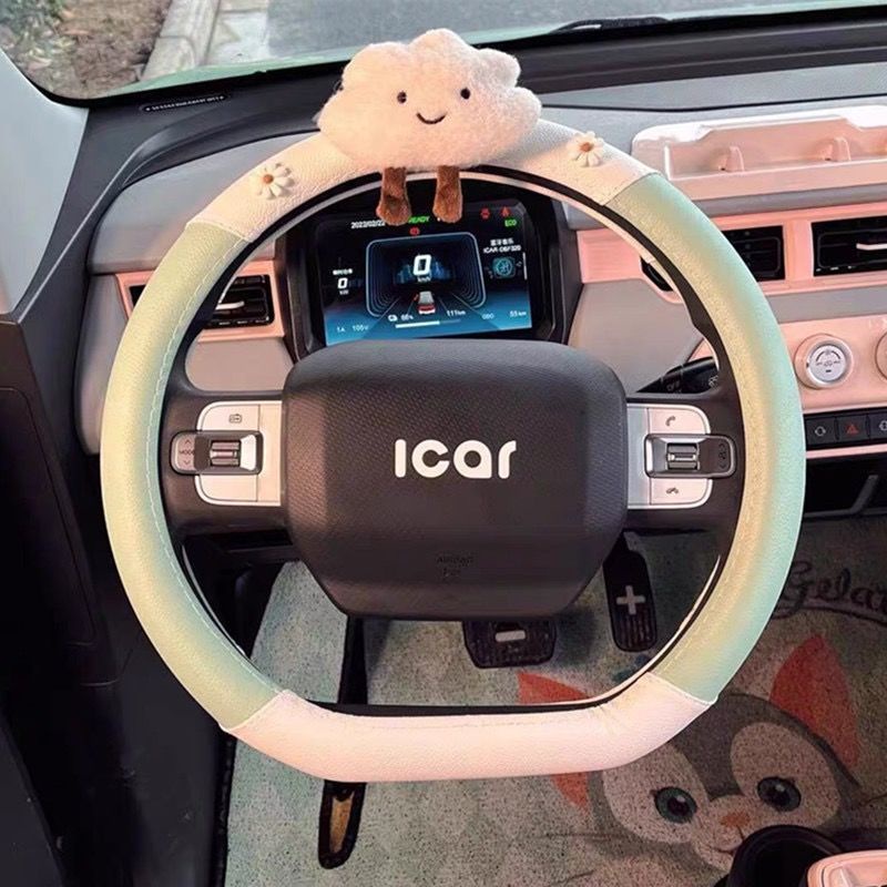 Bọc Vô Lăng. Ốp Bọc Vô Lăng Xe Hơi Điện Bằng Da Hình Que Kem Chery qq 2022