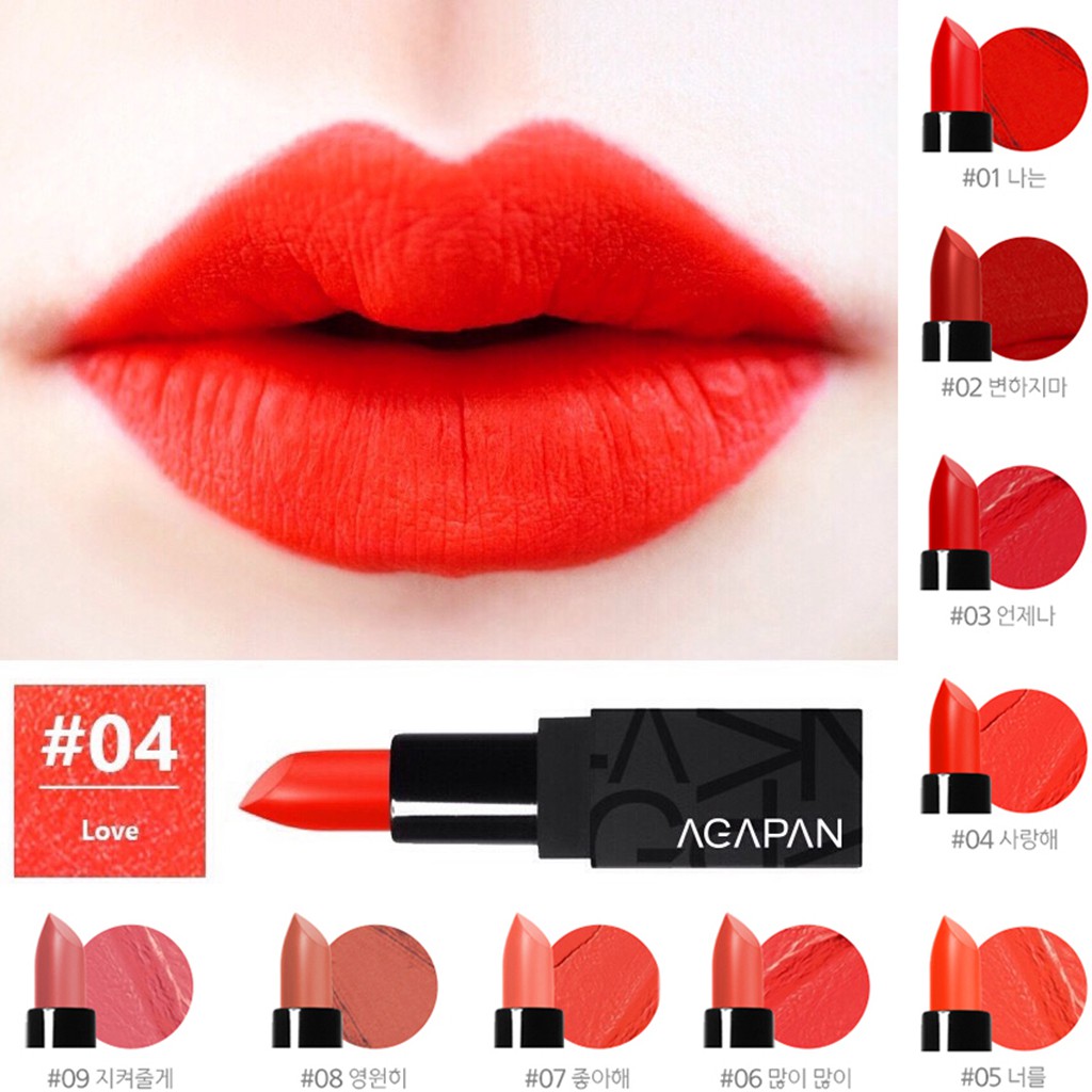Son thỏi Agapan #2 Pit A Pat Never Change Lipstick + Tặng 01 cặp móc khóa đôi (Tone đỏ gạch trầm lắng)