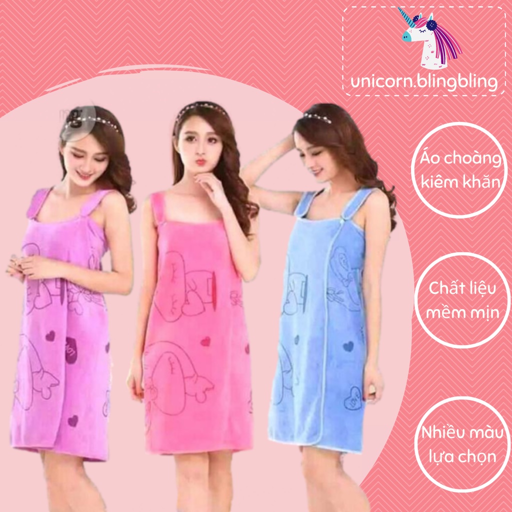 Khăn Tắm Kiêm Áo Choàng Tắm Cho Nữ Hình Thỏ Dễ Thương