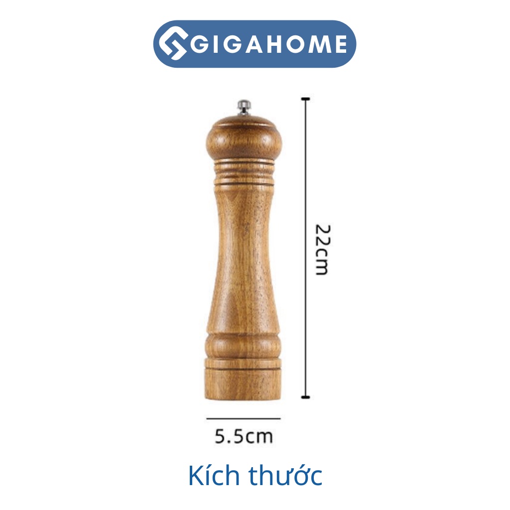 Lọ Xay Tiêu, Hạt Khô Bằng Gỗ Sồi Cao Cấp GIGAHOME Cầm Tay 8inch 8721