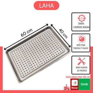 Khay inox có lỗ - khay hấp bánh, hấp gà dày dặn, kích thước 60*40