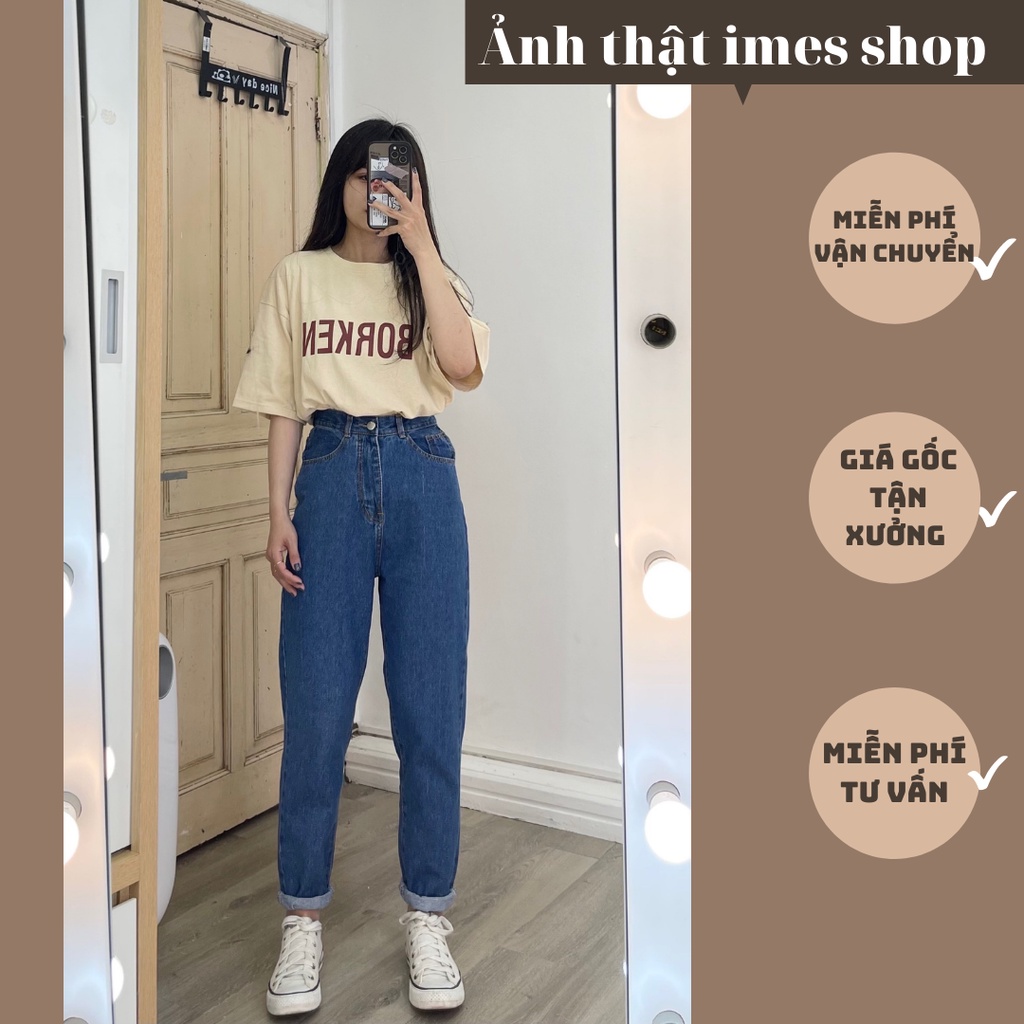 Quần bò nữ, quần Jean bò baggy nữ cạp cao phong cách Ulzzang Hàn Quốc 1639 imes shop | BigBuy360 - bigbuy360.vn