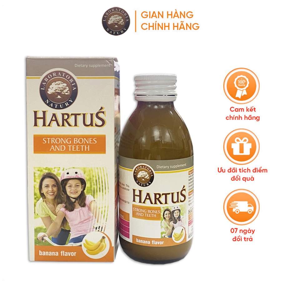 Siro Canxi Hartus 150ml - Bổ sung vitamin D3, vitamin K, Canxi cho bé tăng chiều cao, chắc khỏe xương