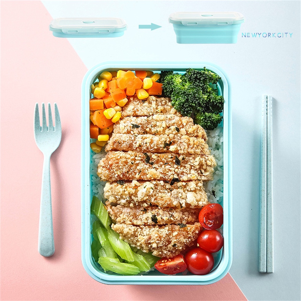 Hộp Đựng Cơm Trưa NYC Bằng Silicone Cấp Thực Phẩm Xếp Gọn Sức Chứa Lớn