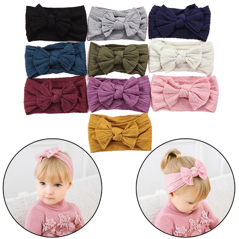 Băng đô len đan đính nơ xinh xắn cho bé gái