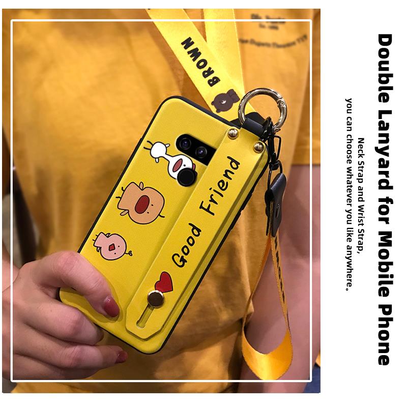 Ốp điện thoại mềm họa tiết hoạt hình dễ thương có dây đeo cho LG V50/ V50 THINQ