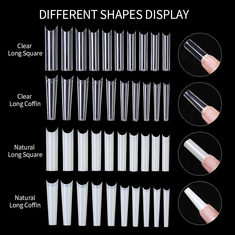 Hộp 100 móng tay giả UR SUGAR trong suốt/ tự nhiên dành cho trang trí móng tay nghệ thuật