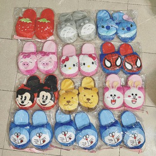 Dép bông hoạt hình free size (Kitty, Totoro, Mickey, Stitch, Dâu, Heo, Spider Man, Thỏ Cony, Doraemon Doremon)
