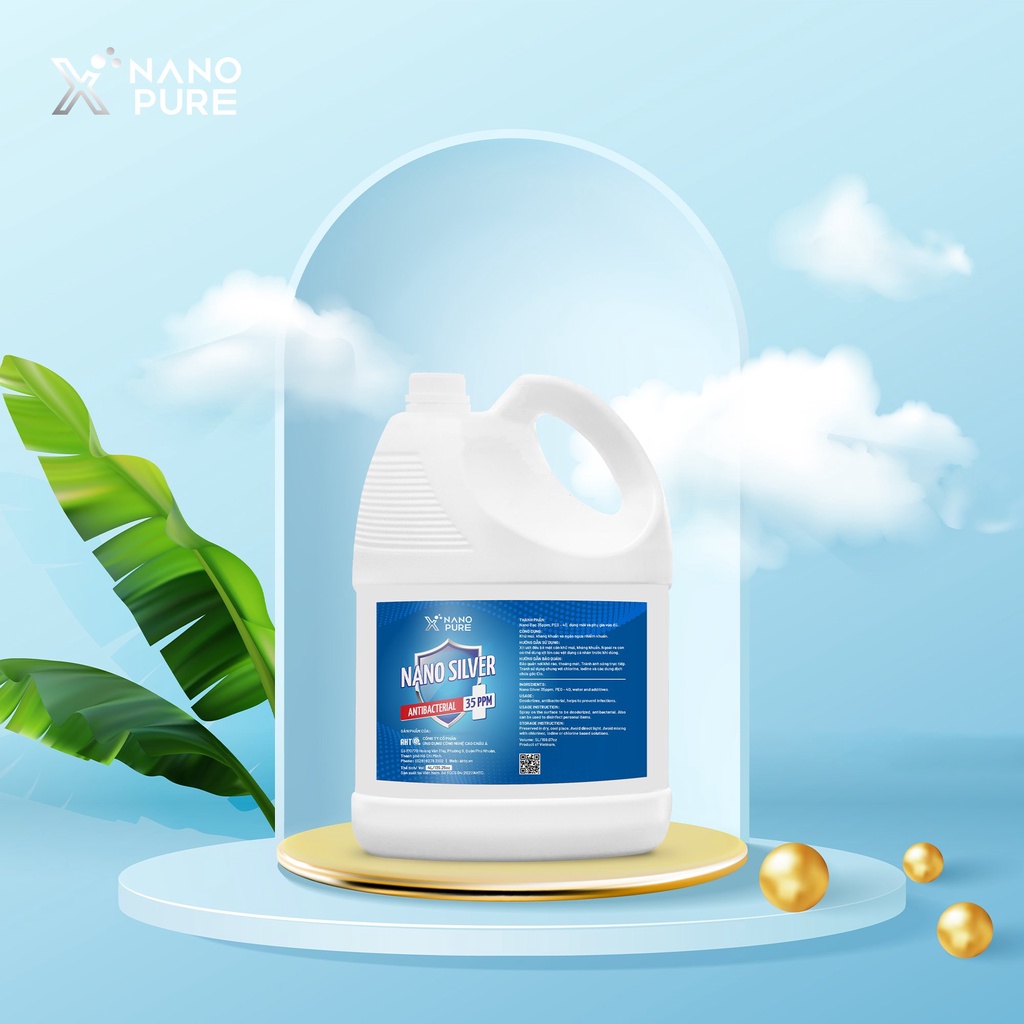 Combo Nano Bạc diệt khuẩn khử mùi Nano Xpure Nano Silver 35ppm 5L - phun sương sát khuẩn y tế, vật dụng, không chứa cồn!