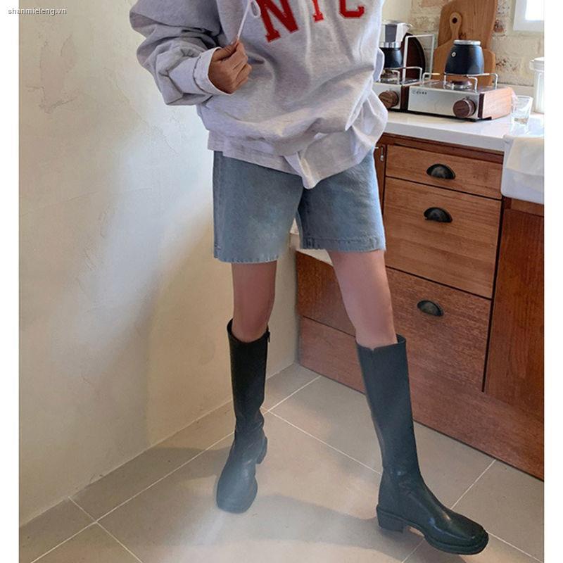 Giày bốt ống cao gót bằng mũi vuông phong cách Hàn Quốc thời trang xuân thu cho nữ | BigBuy360 - bigbuy360.vn