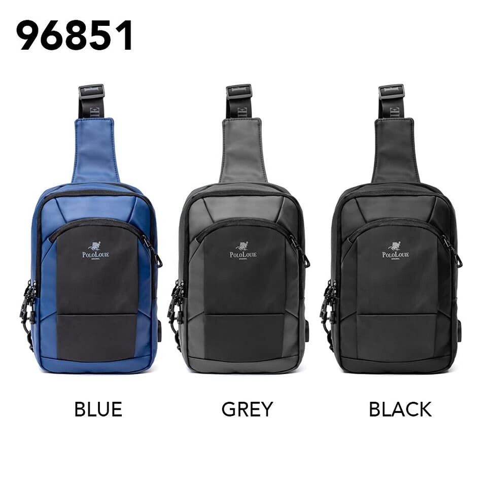 Túi Đeo Chéo Ngực Polo Louie Sức Chứa Lớn Chống Thấm Nước Có Cổng USB Cho Nam