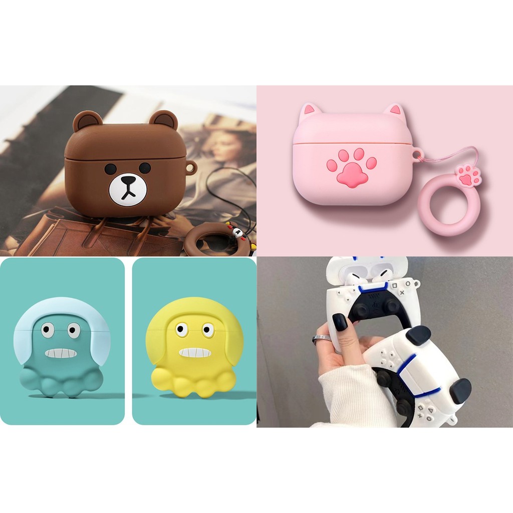 🌟 Case airpods PRO🌟 Vỏ bao airpod PRO silicon đựng tai nghe không dây hình thú dễ thương mẫu mới 2021