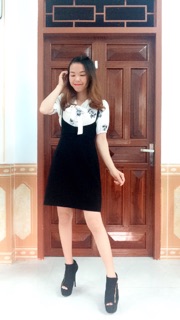 Set yếm & áo sơ mi nơ