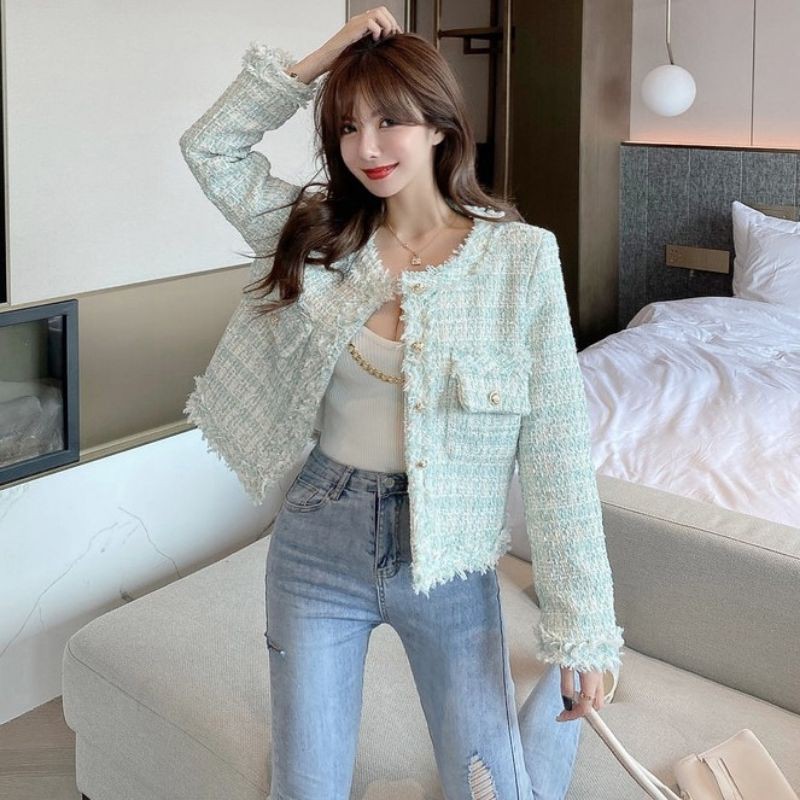 (SẴN) Áo dạ tweed phong cách thanh lịch T10 | BigBuy360 - bigbuy360.vn