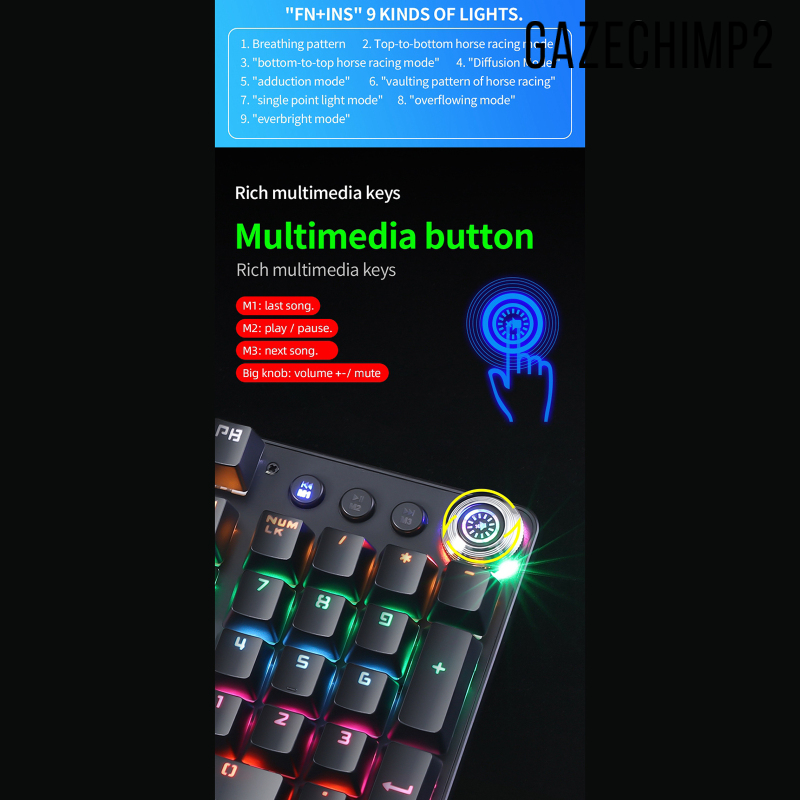 Bàn Phím Chơi Game Gazechimp2 Chống Nước Có Dây Cho Windows