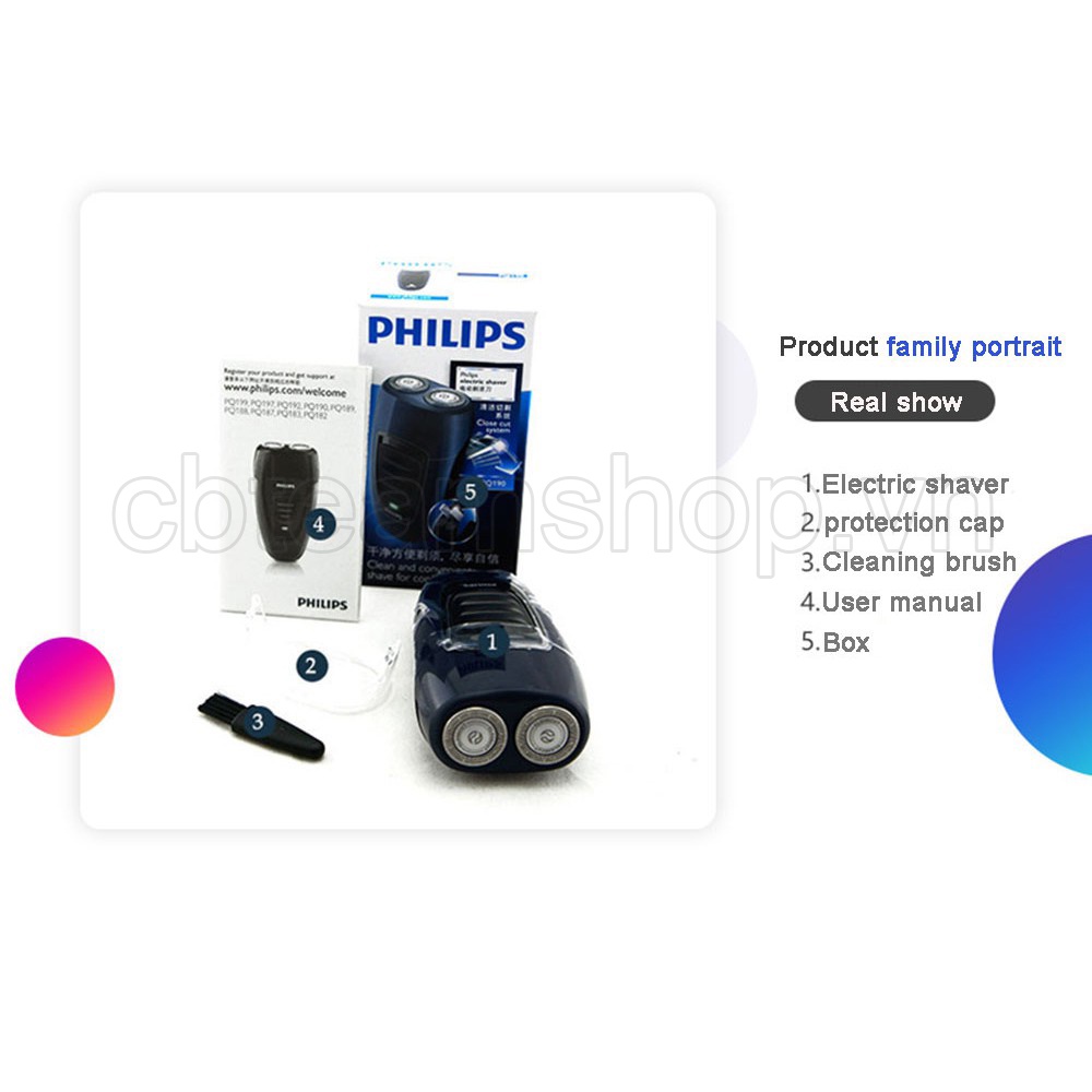 🔥BÁN HOT🔥 Philips PQ190 Máy Cạo Râu Chạy Bằng Pin Có Thể Sạc Lại Tiện Dụng Cho Nam