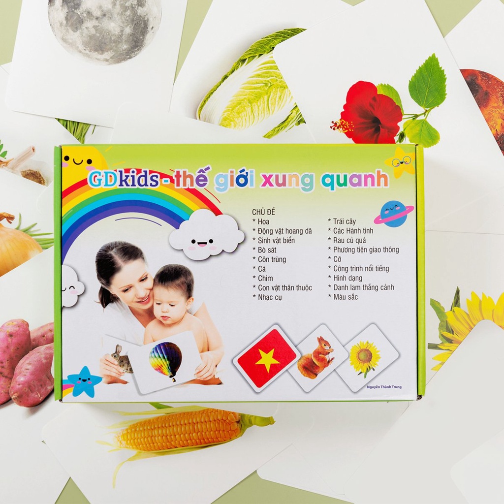 [Mã LIFEM1 giảm 12% tối đa 50K đơn 99K] GDkids Thế Giới Xung Quanh Flashcard theo phương pháp Glenn Doman (Hộp 300 Thẻ)