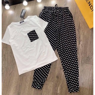 set quần lanh áo thun thái