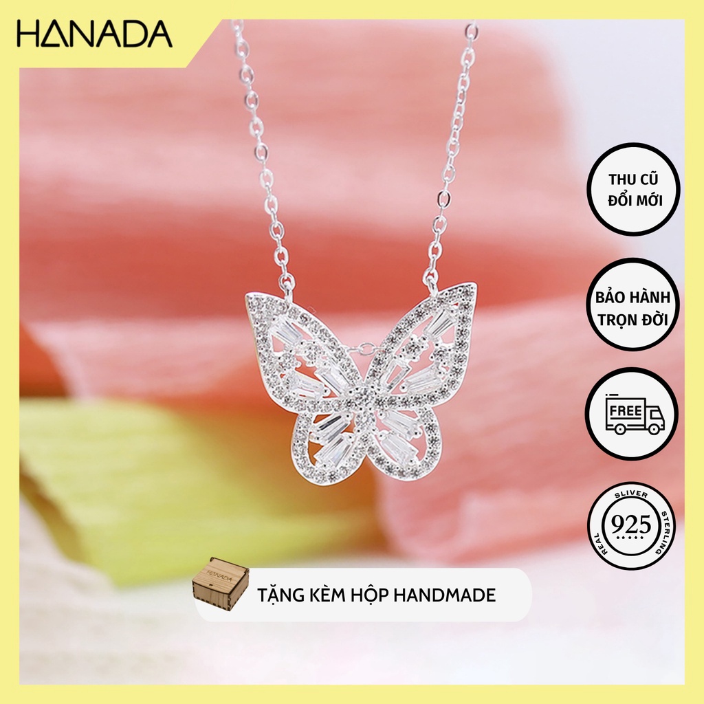 Dây chuyền Bạc 925 Siêu Lấp Lánh Đá Ziconia 7A Sang Trọng Đi Tiệc Vòng cổ Hanada 0956 K8