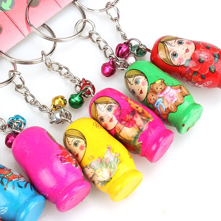 Móc khóa búp bê Nga độc đáo - Móc Chìa Khóa Gỗ Matryoshka siêu dễ thương Molangshop