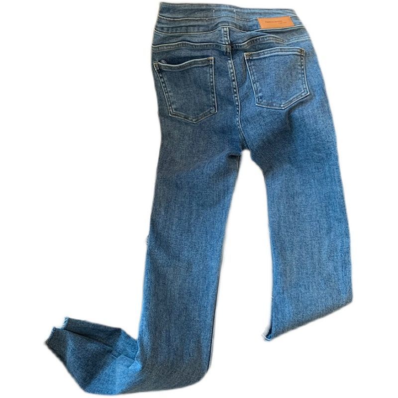 Jeans women 2022 spring new high waist slim fit versatile retro micro flare pants small pants straight tube thin