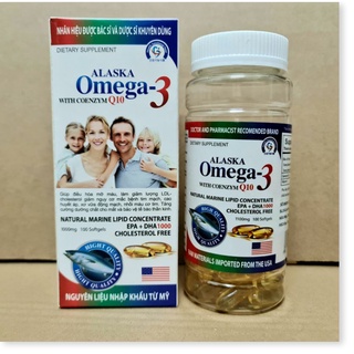 (SP CHÍNH HÃNG) Dầu cá Alaska omega 3 with coenzym Q10 hộp màu trắng gia đình Hộp 100 viên