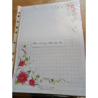 Combo 50 tờ giấy hoa luyện viết chữ đẹp (1 mặt ô ly đứng - một mặt chia hai)