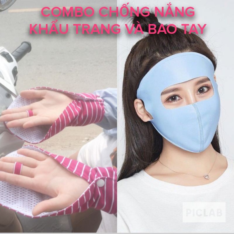 🌞COMBO CHỐNG NẮNG🌞 BAO TAY CHỐNG NẮNG & KHẨU TRANG FULL MẶT [ Sơn Lương Shop Hà Nội ]