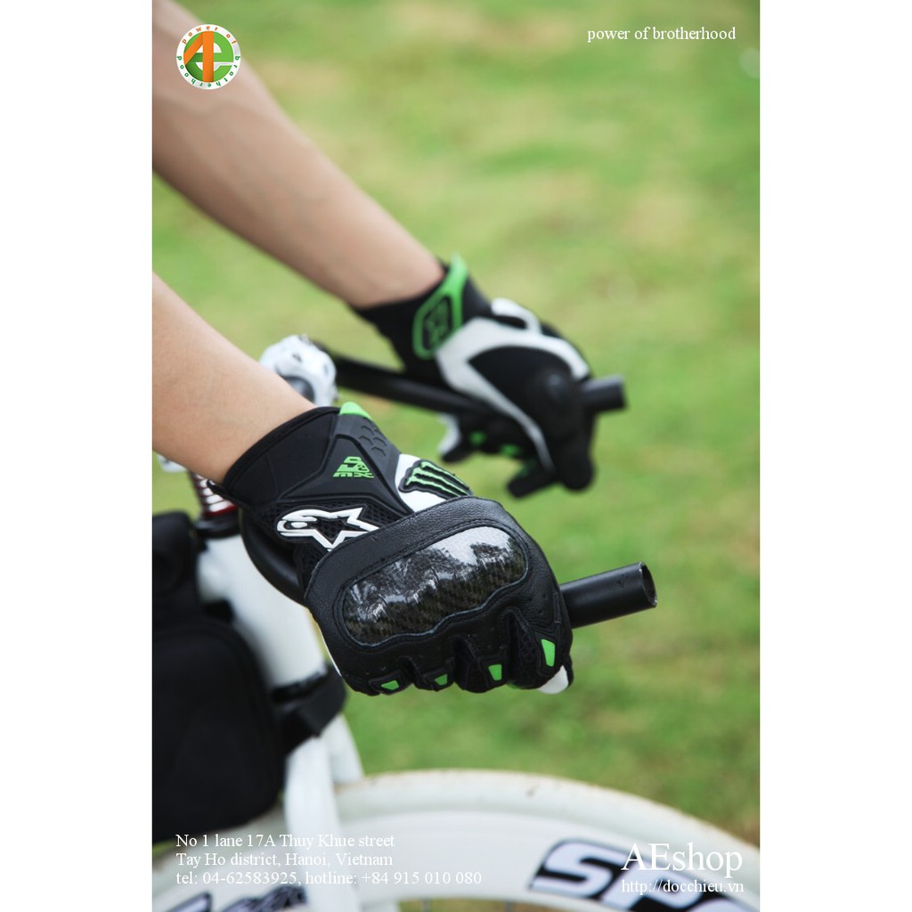 găng tay đua xe găng tay motor địa hình găng tay xe đạp đổ đèo bảo vệ tay carbon Monster Alpinestar
