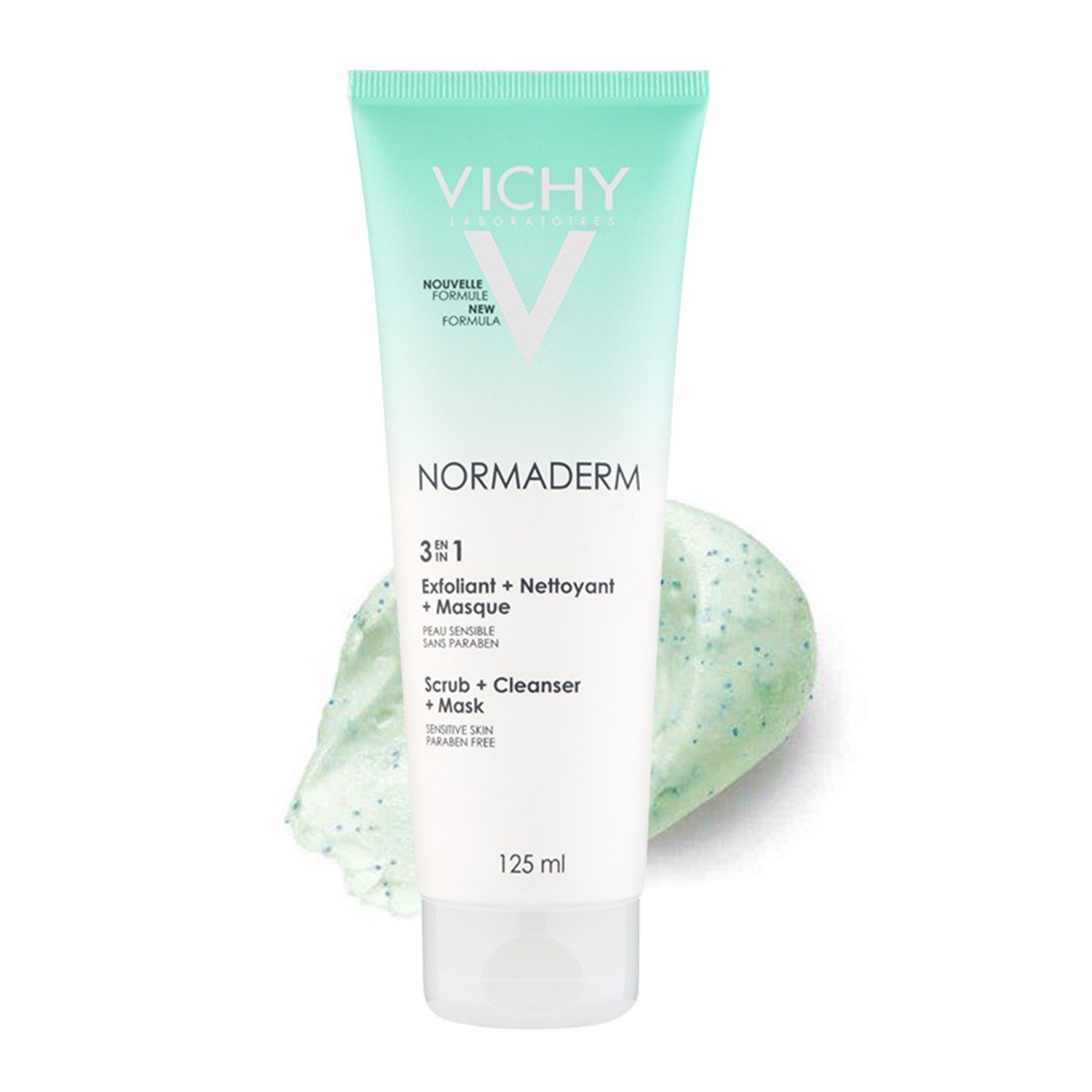 Kem Rửa Mặt Tẩy Tế Bào Chết Ngừa Mụn Kiêm Mặt Nạ Thanh Lọc Vichy Normaderm 3in1 Scrub + Cleanser + Mask 125ml