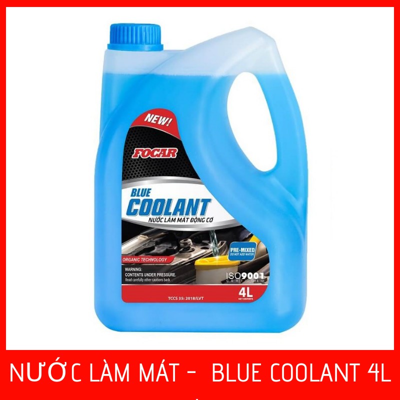 Nước làm mát động cơ ô tô màu xanh Focar Blue Coolant 4L + Khăn lau nội thất Microfiber