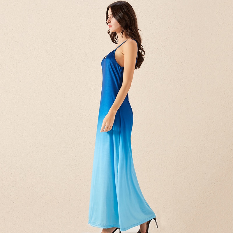 Women Sleeveless Maxi Beach Dress V Neck Print Dress Party Evening Dress Plus Size