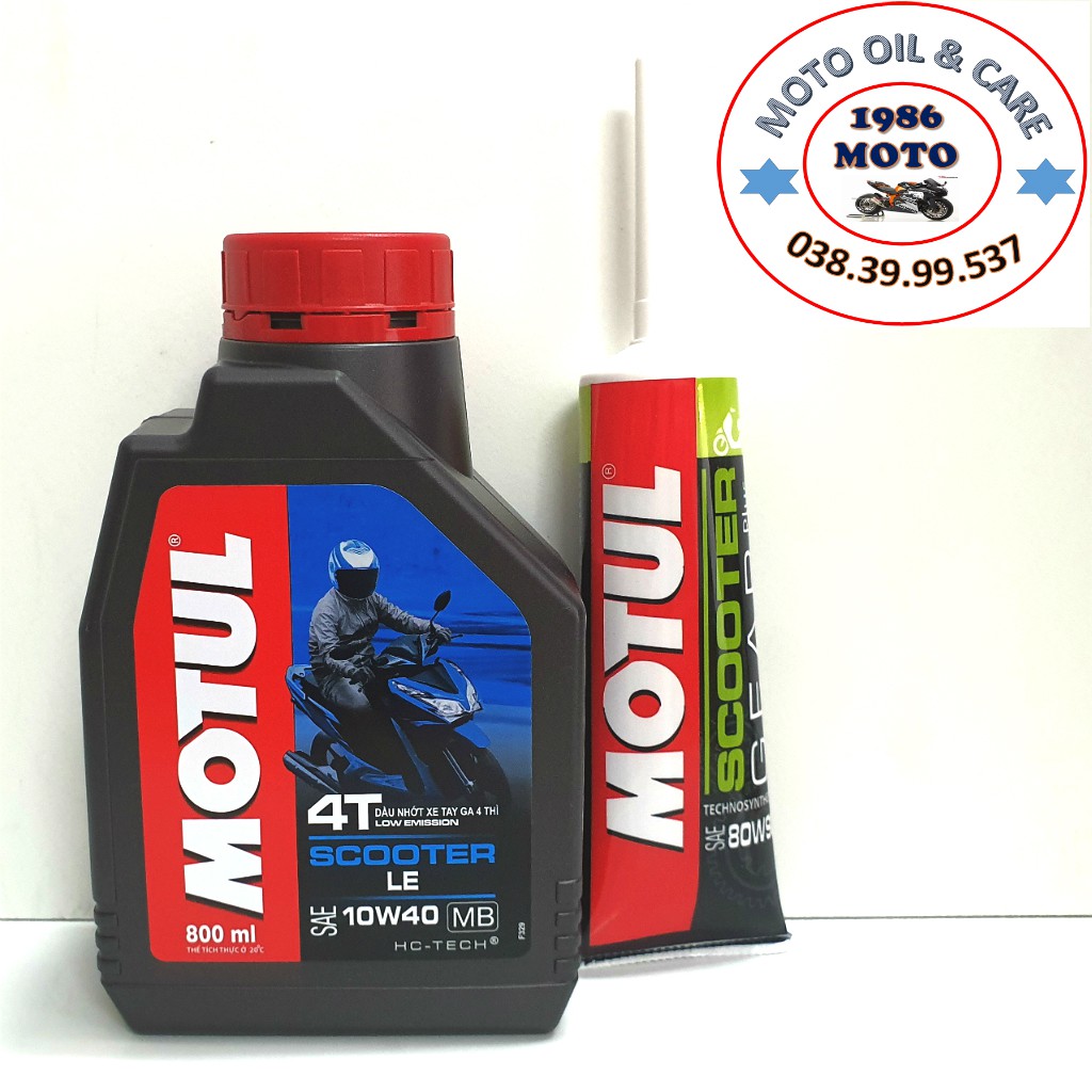 COMBO NHỚT XE TAY GA + NHỚT LÁP MOTUL SCOOTER LE 10W40 SL MB 800ML