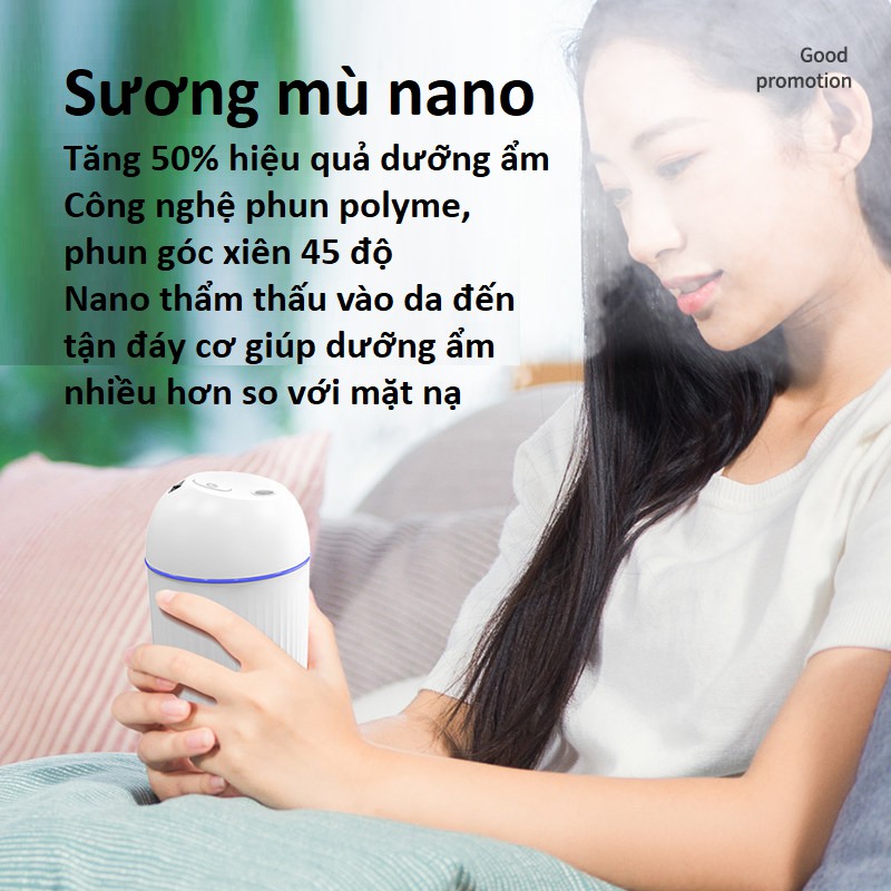 Máy phun sương xông tinh dầu 380ml hình trứng, 2 chế độ phun mã JS05