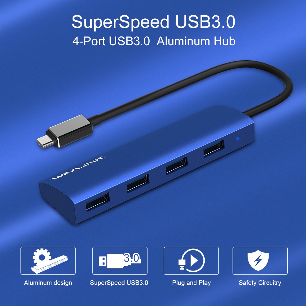 Hub 4 Cổng Usb3.1 Type C Wavlink Uh3047c