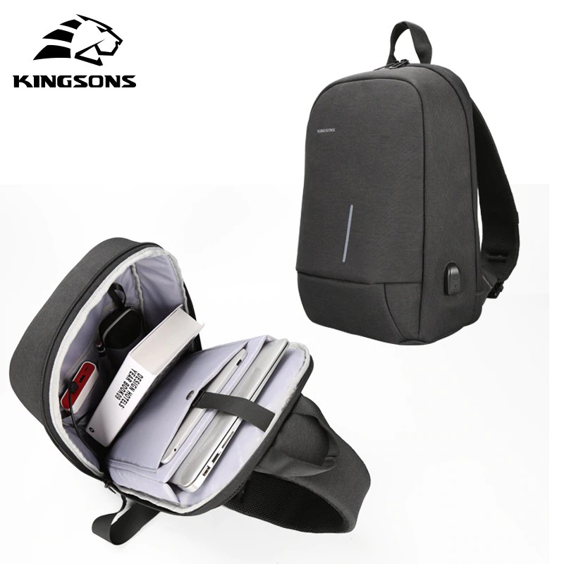 Ba lô Kingsons chống trộm có lỗ sạc pin USB chuyên đựng laptop Macbook 13 13.3 inch cho nam
