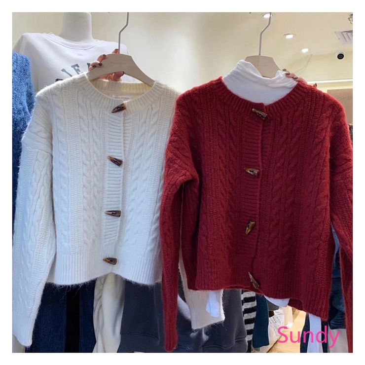 Áo Khoác Sweater Dệt Kim Dáng Rộng Kiểu Vintage Hàn Quốc Thời Trang Mùa Thu Cho Nữ