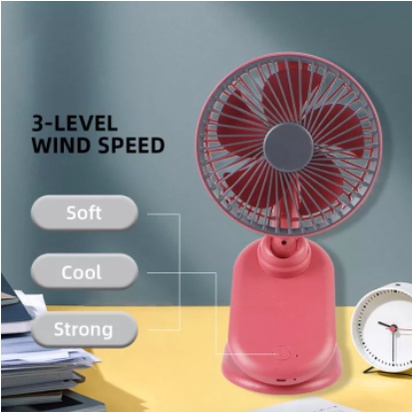 🧶Tặng khẩu trang🧶 Quạt tích điện kẹp bàn, quạt kẹp xe đẩy cho bé mini sạc USB xoay 360 độ XM66-29