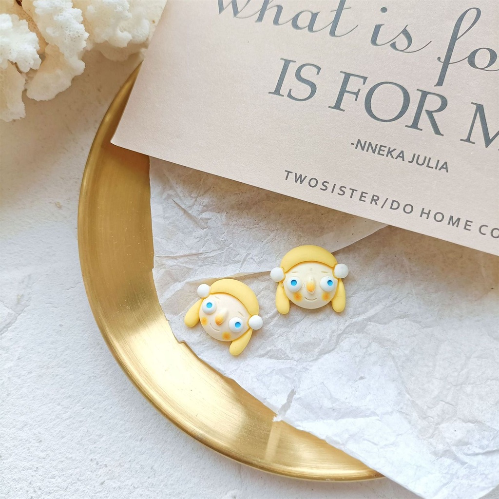 Bông tai hình hoạt hình 3D bằng nhựa dễ thương vui nhộn cho nữ