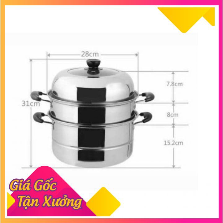 Nồi hấp inox 3  tầng hiện đại kích thước lớn, có thể sử dụng trên mọi loại bếp . [HÀNG LOẠI 1]