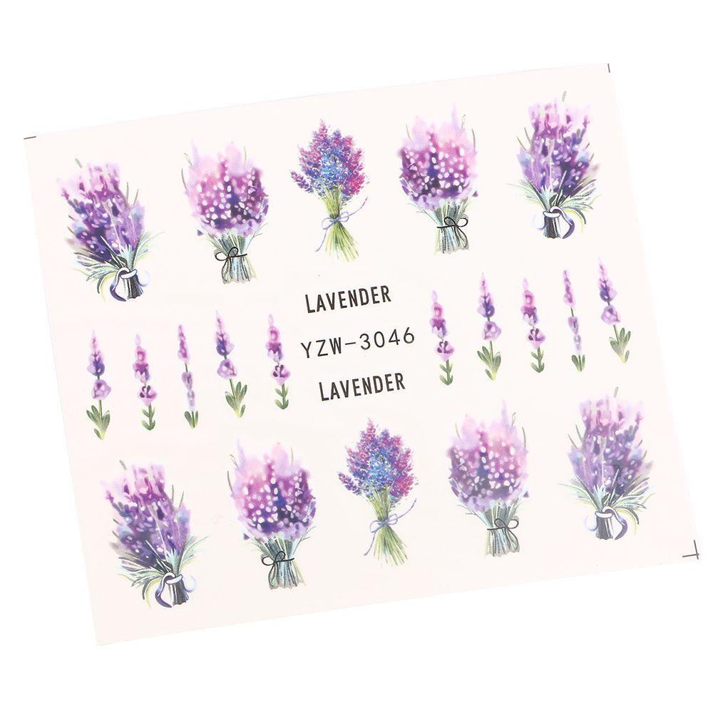 1 Tờ Miếng Dán Trang Trí Móng Tay Hình Hoa Oải Hương 3D Siêu Mỏng