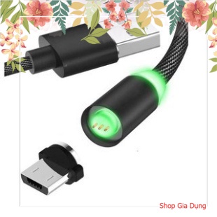 👑Giá Hủy Diệt👑 Bộ Cáp Sạc Dù Nam Châm 3 Đầu Hít Dành Cho ANDROI/IPHONE/TYPE C Xoay 360 Độ, Có Đèn Led