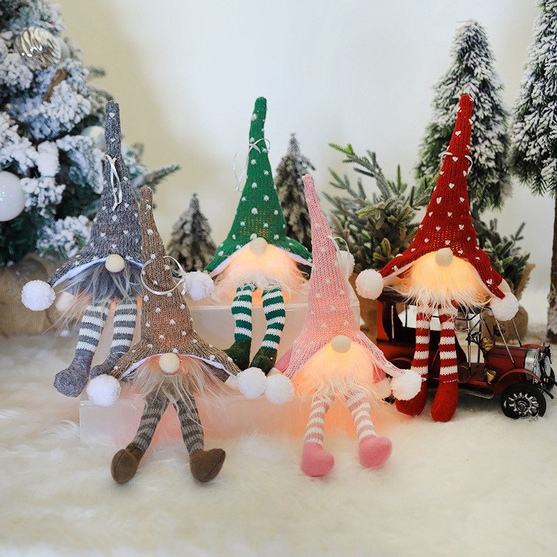 Christmas Tree Hanging Handmade Christmas Decorations LED Chandelier, Home, Door or Window Decoration, Santa Claus 5 Pcs