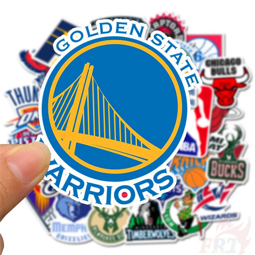 Bộ 32 miếng hình dán trang trí họa tiết logo đội bóng rổ NBA đẹp mắt