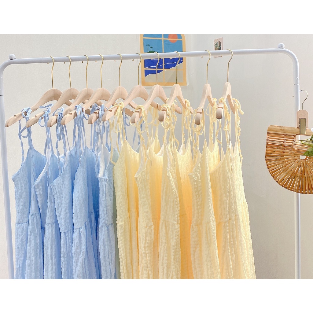 Váy Đầm Hai Dây Dáng Dài Chất Vải Đũi Mềm Thoáng Mát, Váy Babydoll Hai Dây Dáng Dài