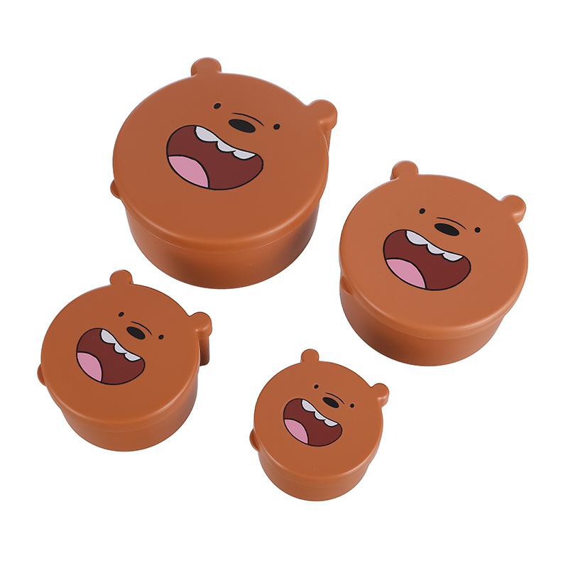 Set 4 hộp đựng thức ăn, thực phẩm anh em nhà gấu We Bare Bears Chúng tôi đơn giản là gấu chính hãng Miniso