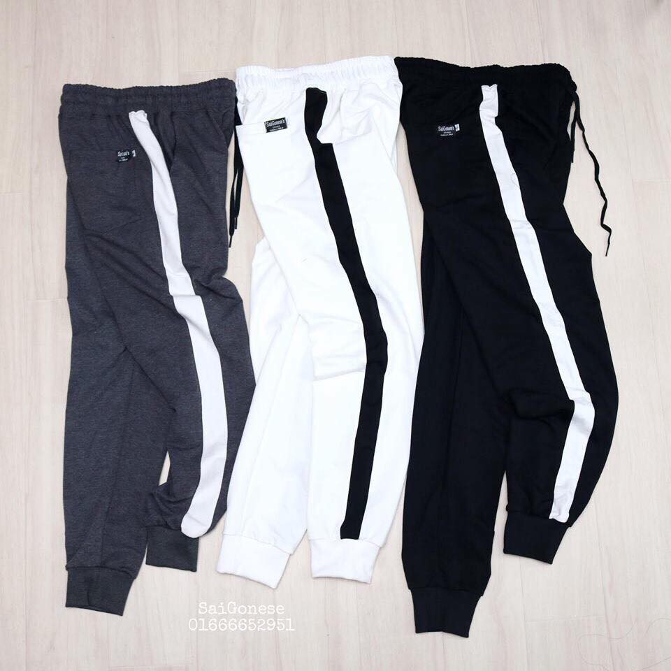 [Mã SKAMSALEP6 giảm 10% TỐI ĐA 100K đơn150K] Quần Jogger Đen 1 Sọc Trắng Thể Thao Thun | BigBuy360 - bigbuy360.vn