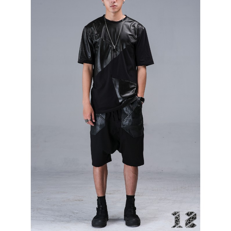 Áo Phông Nam Nữ 12.DESTINY Chi Tiết Khối Hình Học Phối Da Chất Liệu Premium Cotton Màu Đen (THIẾT KẾ ĐỘC QUYỀN) | BigBuy360 - bigbuy360.vn