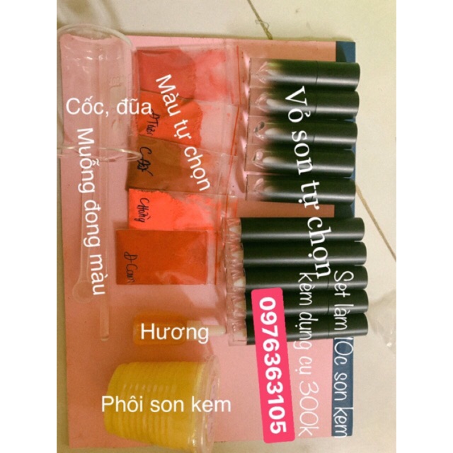 Kit làm son kem 10 cây- nguyên liệu làm mỹ phẩm handmade
